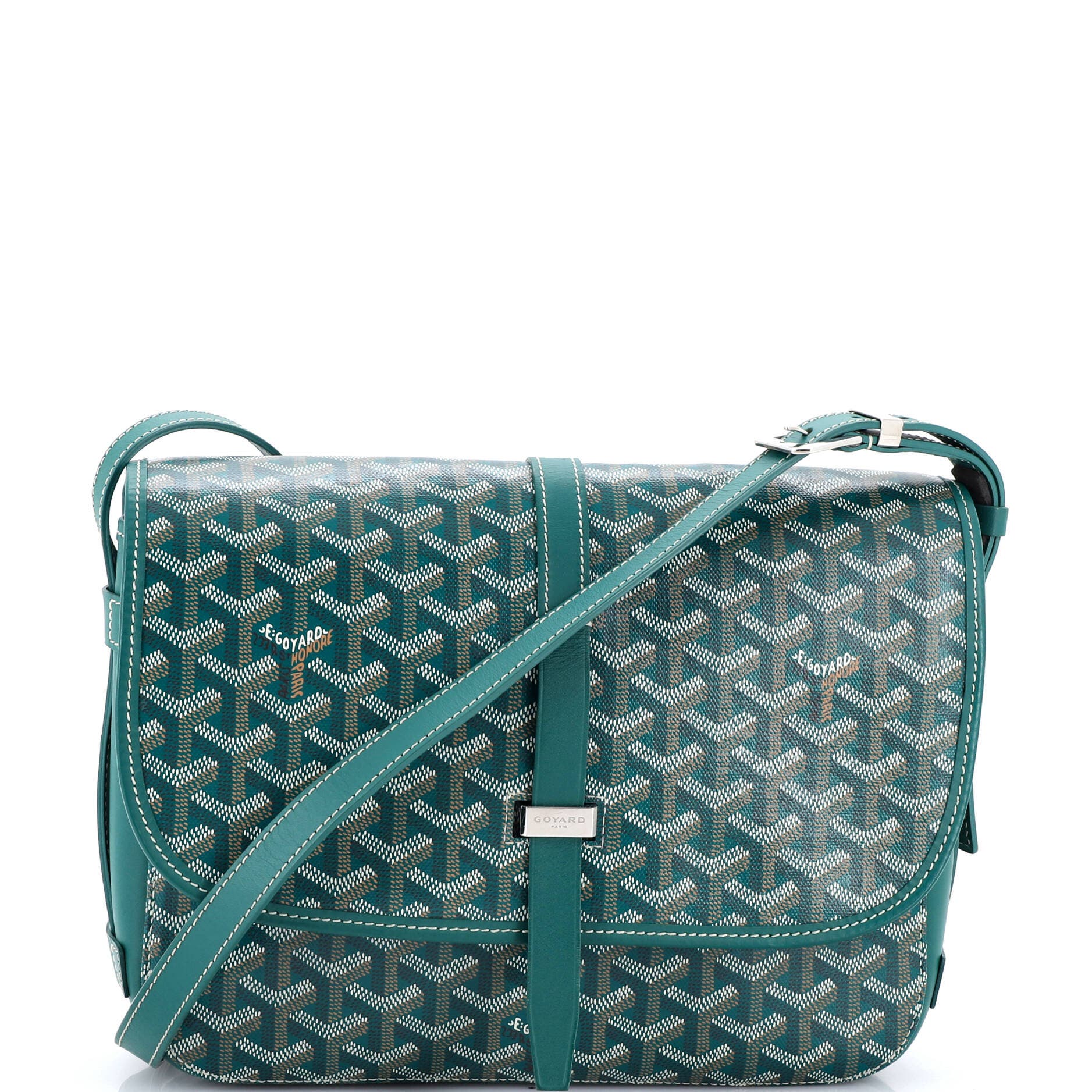 Pre-Owned Goyard Belvedere II Messenger Bag Coated Canvas MM, Main, color, Green