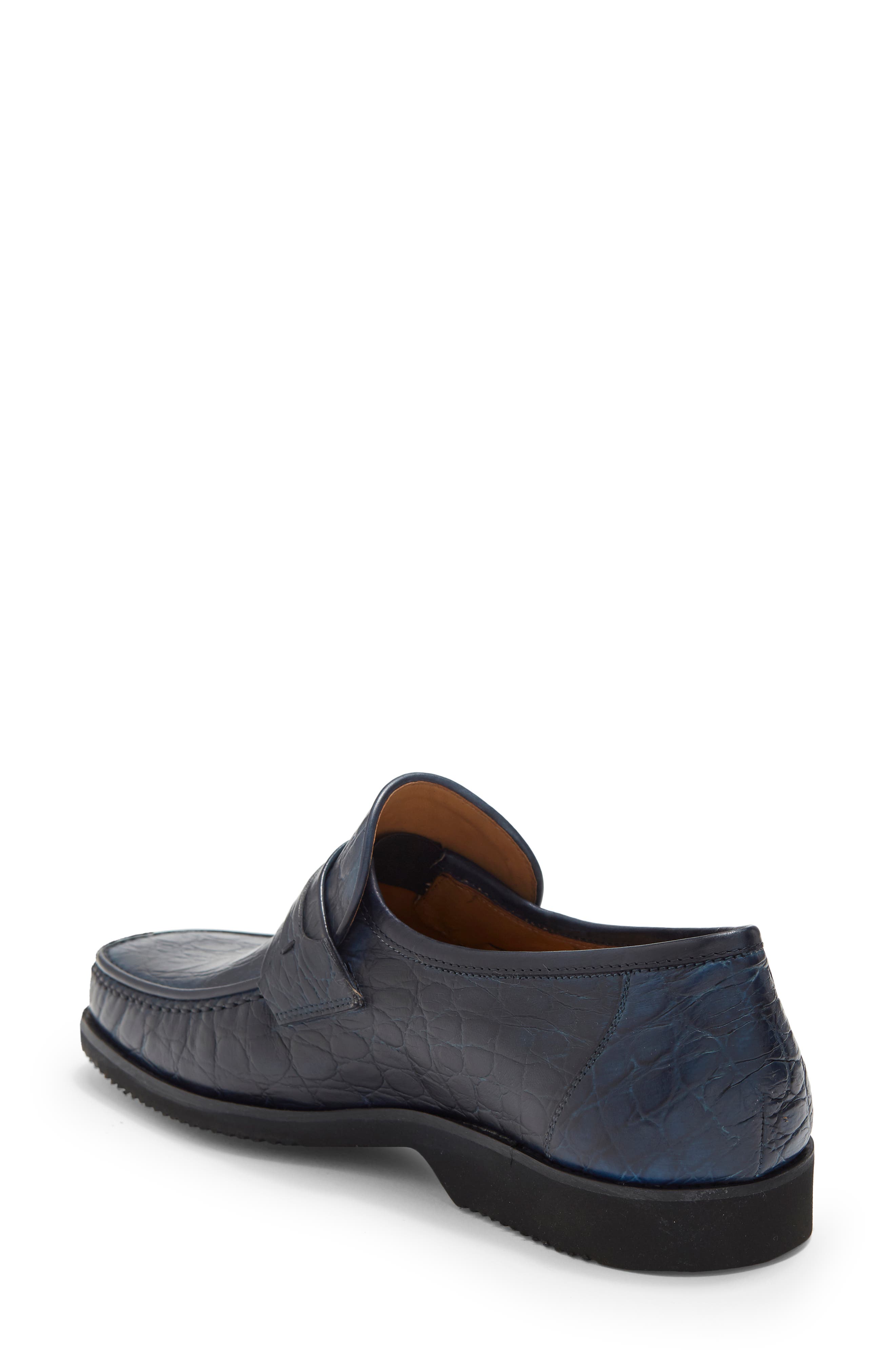 Magnanni Croc Embossed Leather Loafer, Alternate, color, 
