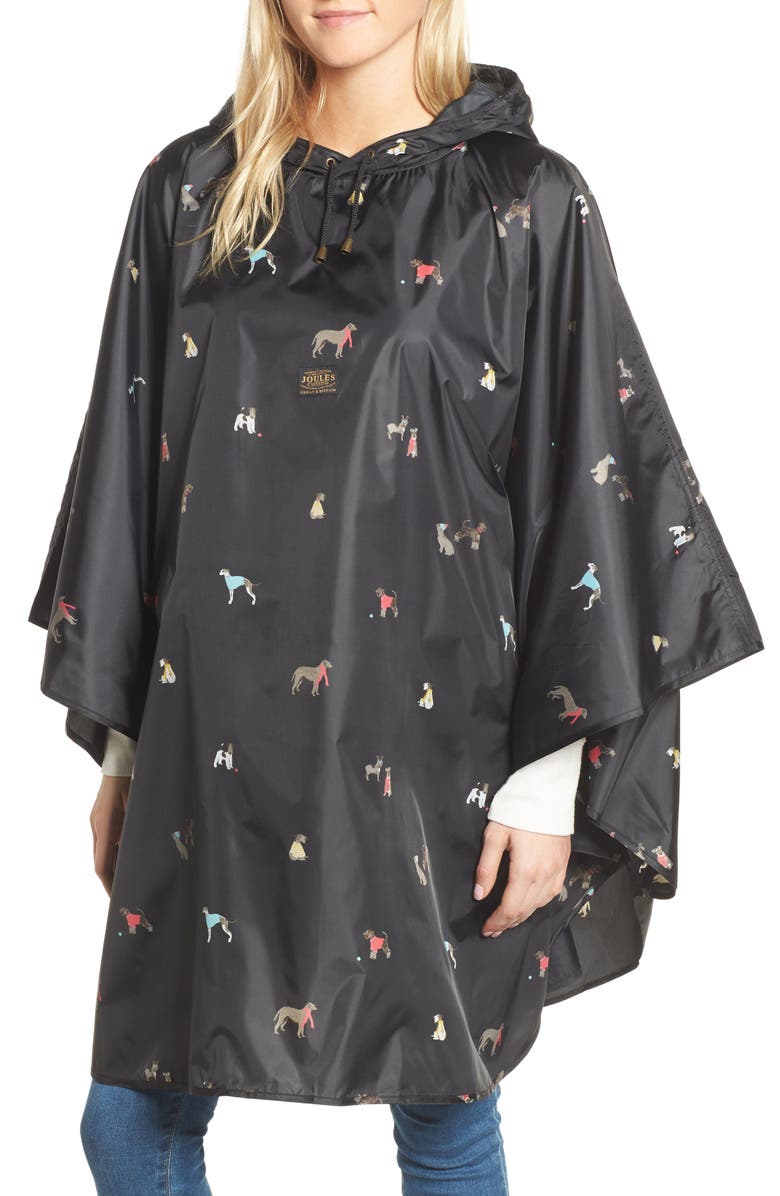 Joules Right as Rain Print Packable Hooded Poncho, Main, color,