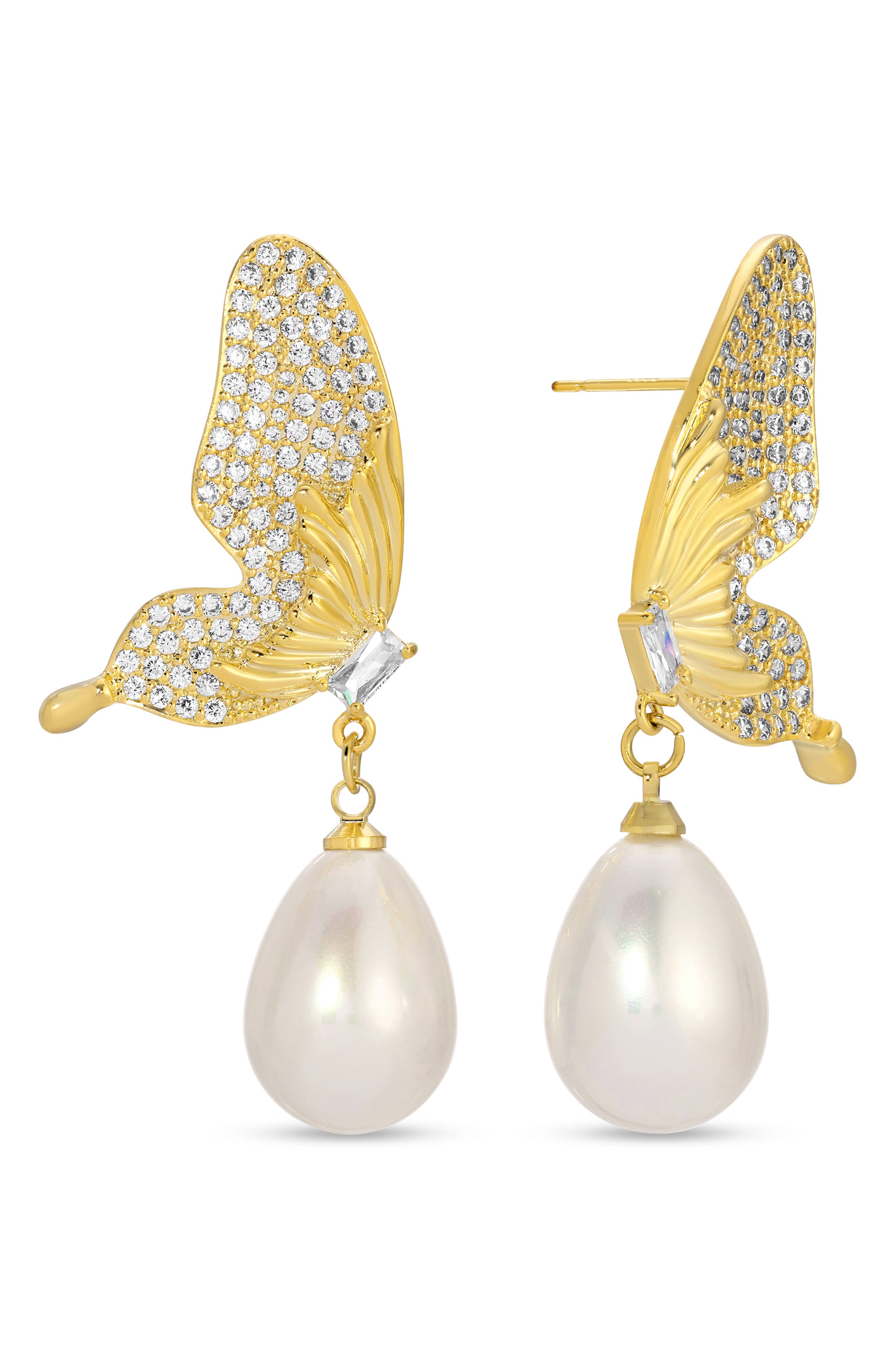 EYE CANDY LOS ANGELES Ezra Cubic Zirconia Butterfly Drop Earrings