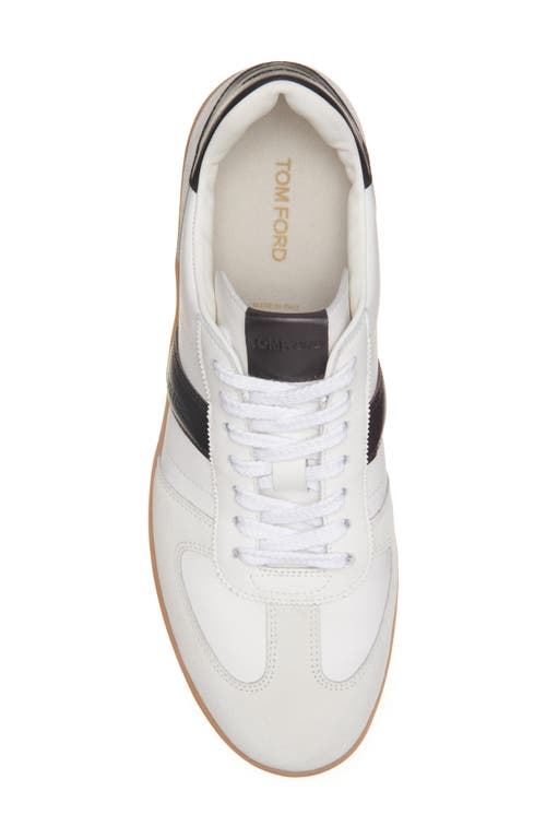 Tom Ford Archer White Low Top Sneakers With Logo Lettering On Tongue And Heel And Contrasting Heel In Leather In Multi