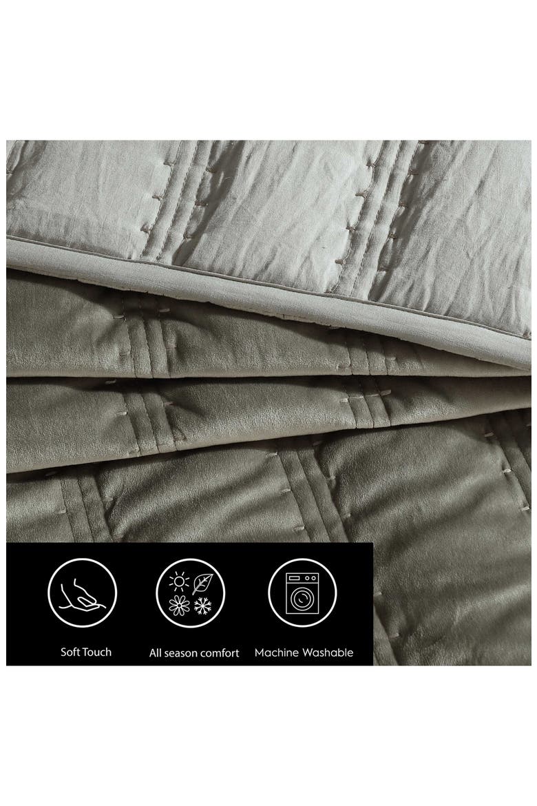 Velvet Linear Stitch Quilt Set, Alternate, color, SILVER LEAF