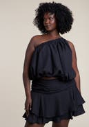ELOQUII Asymmetric Bubble Crop Top