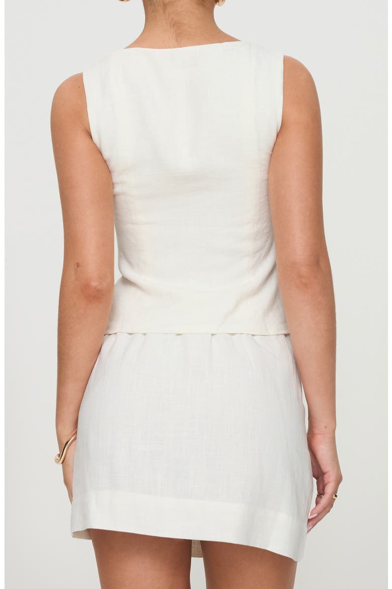 Zanda Keyhole Linen Blend Button-Up Tank, Alternate, color, CREAM