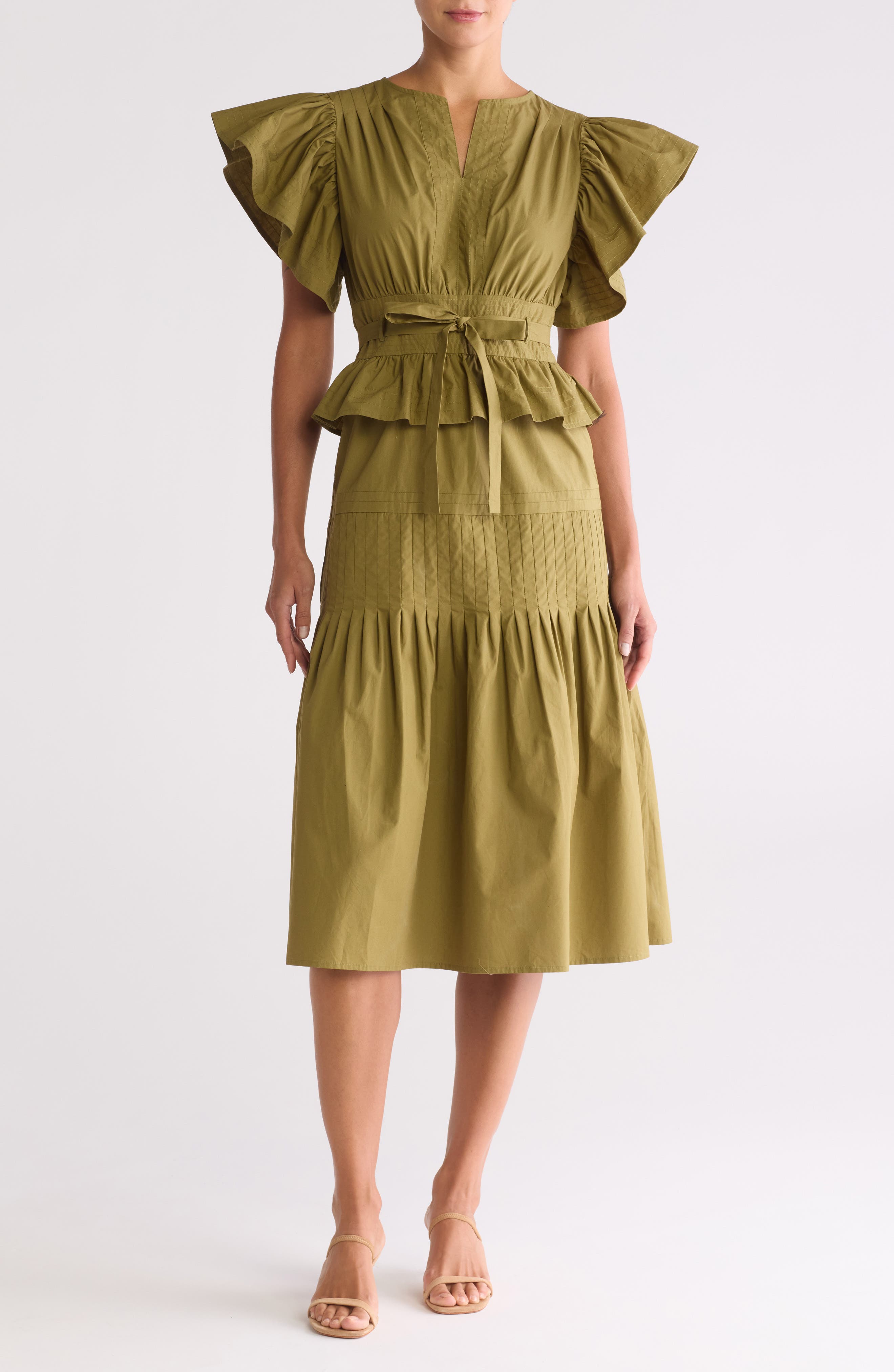 WISHLIST Tiered Ruffle Midi Dress