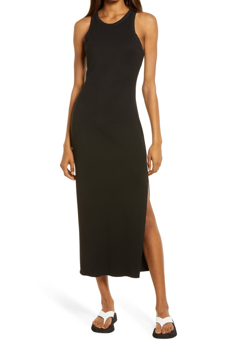 Lulus Ribbed Sleeveless Body-Con Midi Dress, Main, color, 