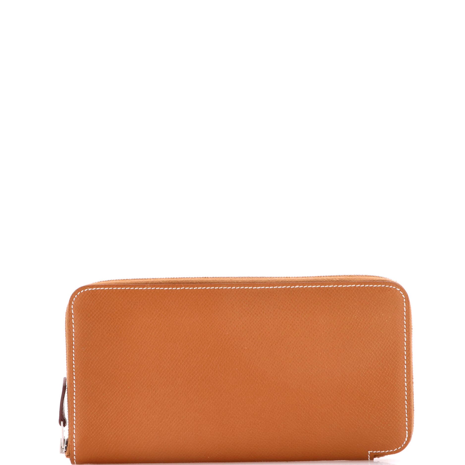 Pre-Owned Hermes Azap Zip Around Wallet Silk'in Epsom Long, Main, color, Gold