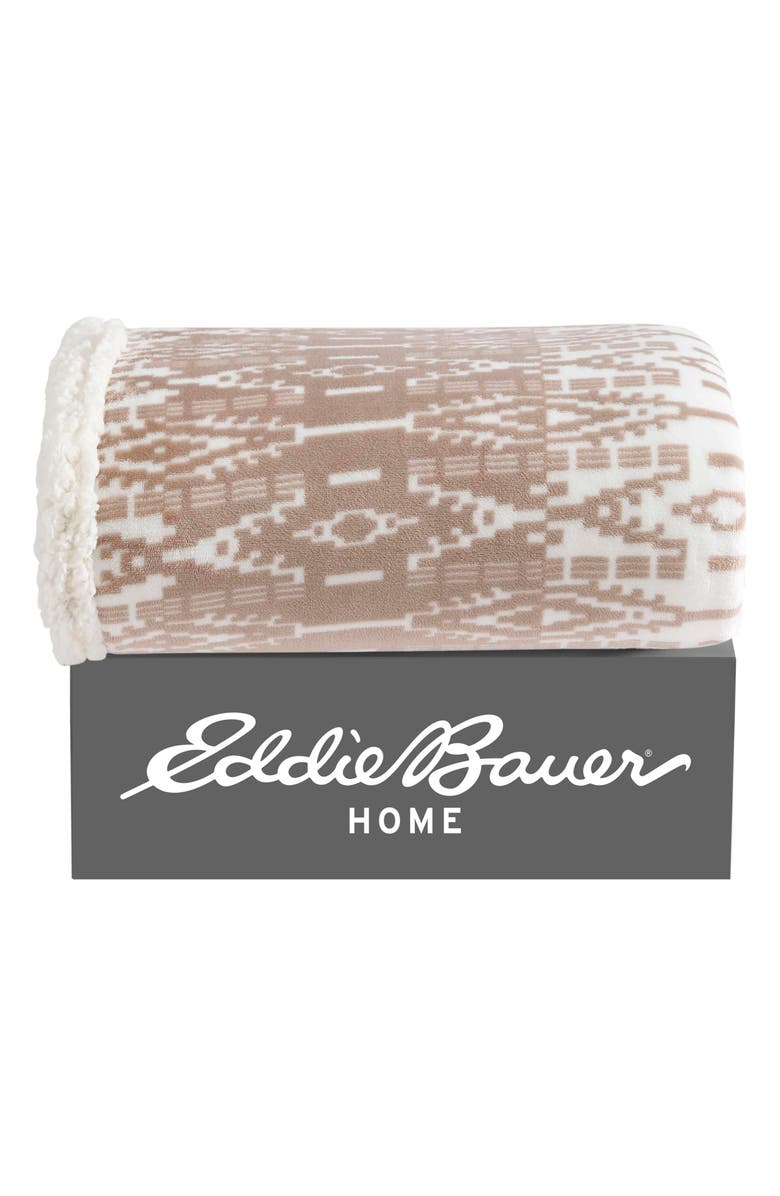 Eddie Bauer San Juan Faux Shearling Throw Blanket, Alternate, color, Dark Beige