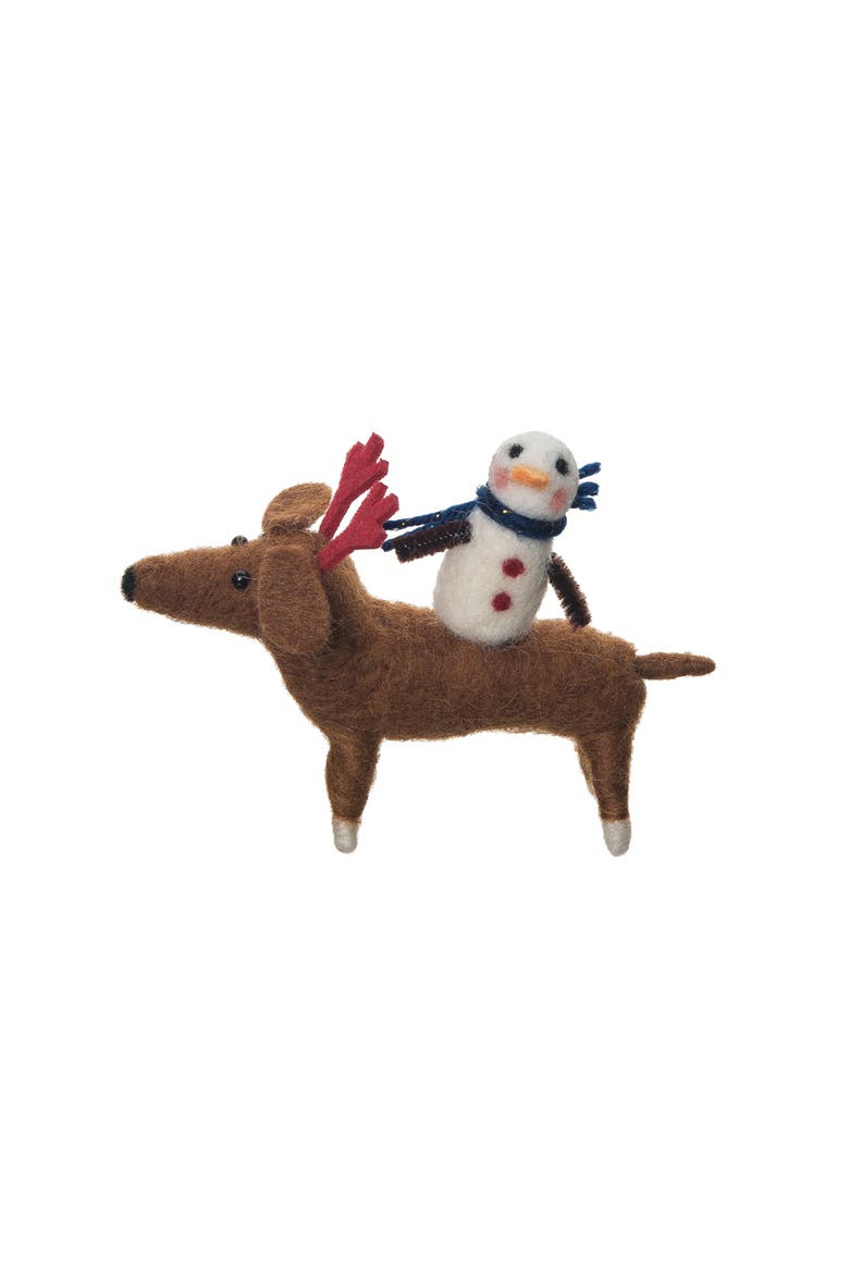 Dog Snowman Figurine, Alternate, color, Brown