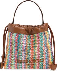 Jimmy Choo Chevron Raffia Drawstring Pouch