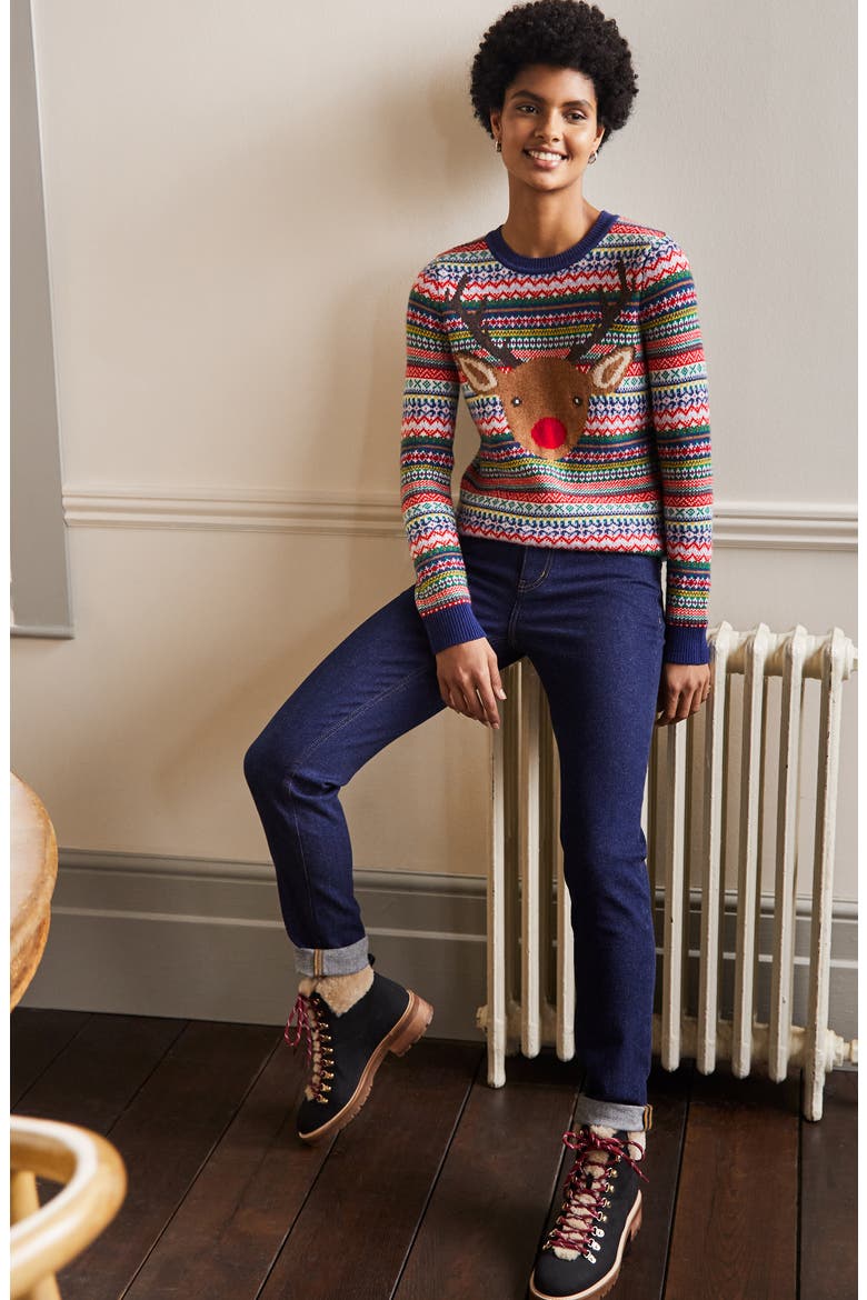 Christmas Sweater, Alternate, color, MULTI NAVY RUDOLPH