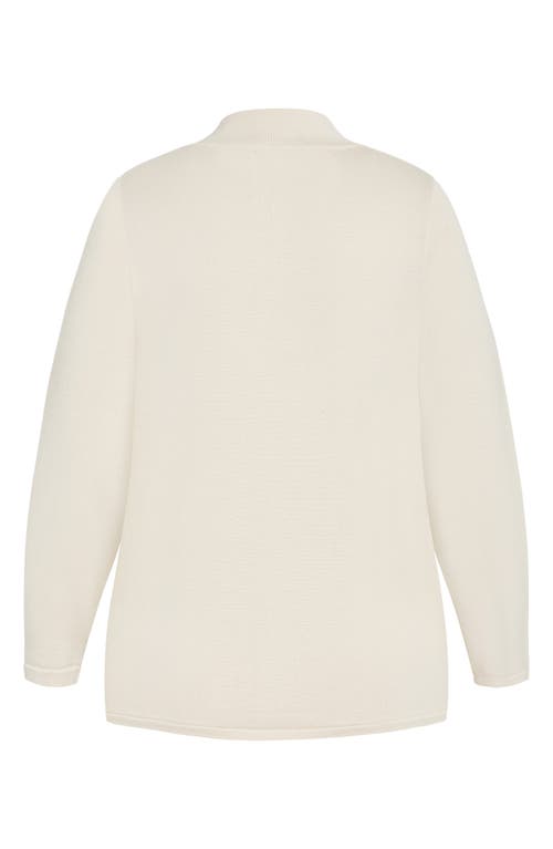 City Chic Reign Mock Neck Sweater In White