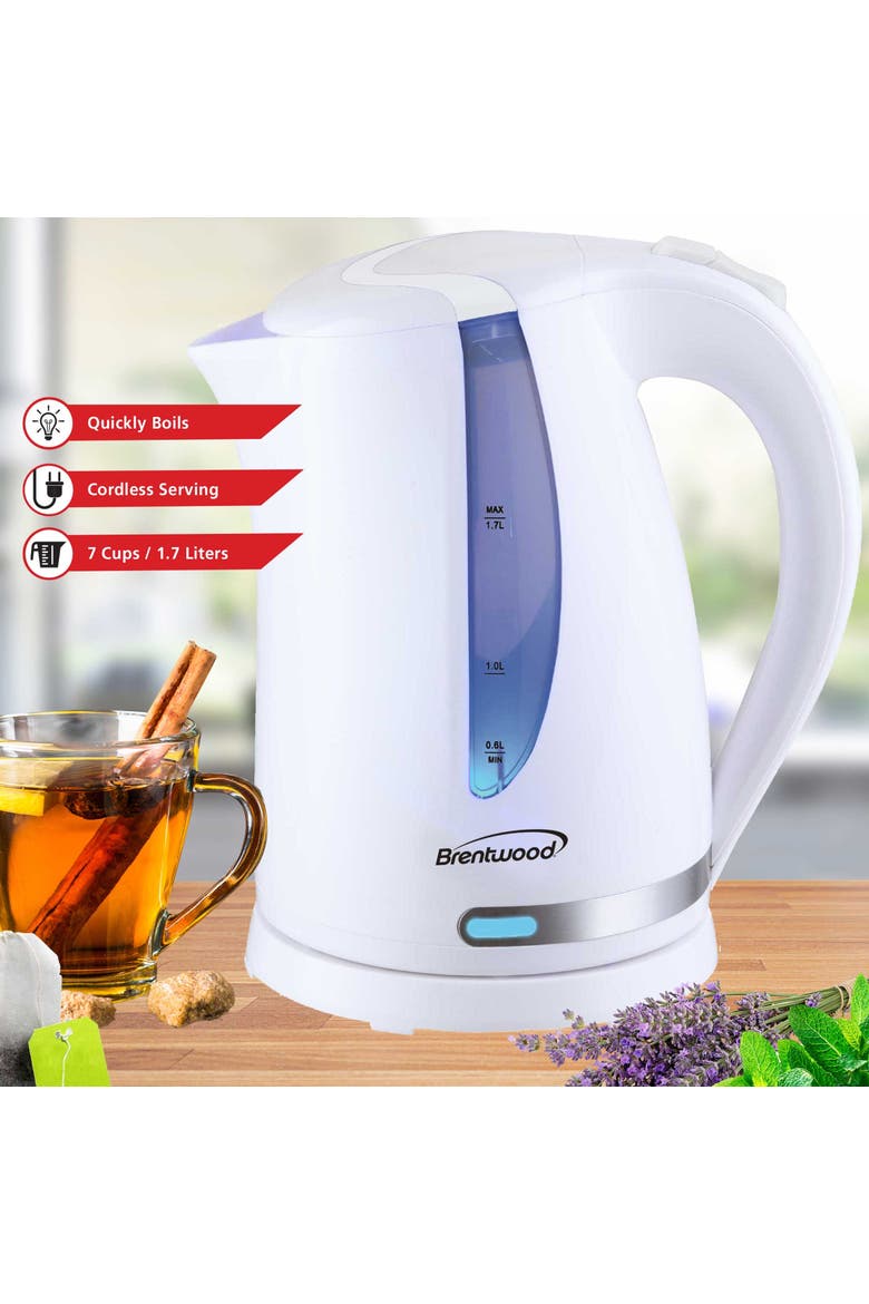 1.7L 1100W 360 Cordless Electric Kettle, Alternate, color, White