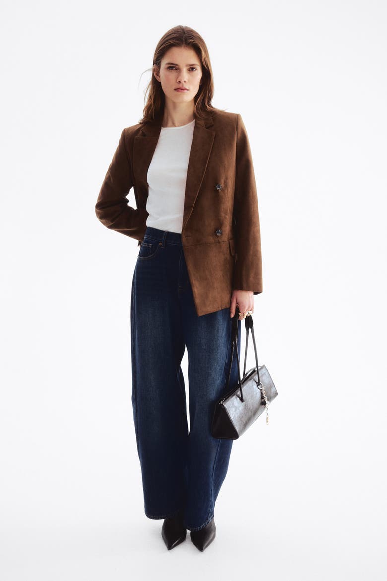 Double-breasted Blazer, Main, color, Brown
