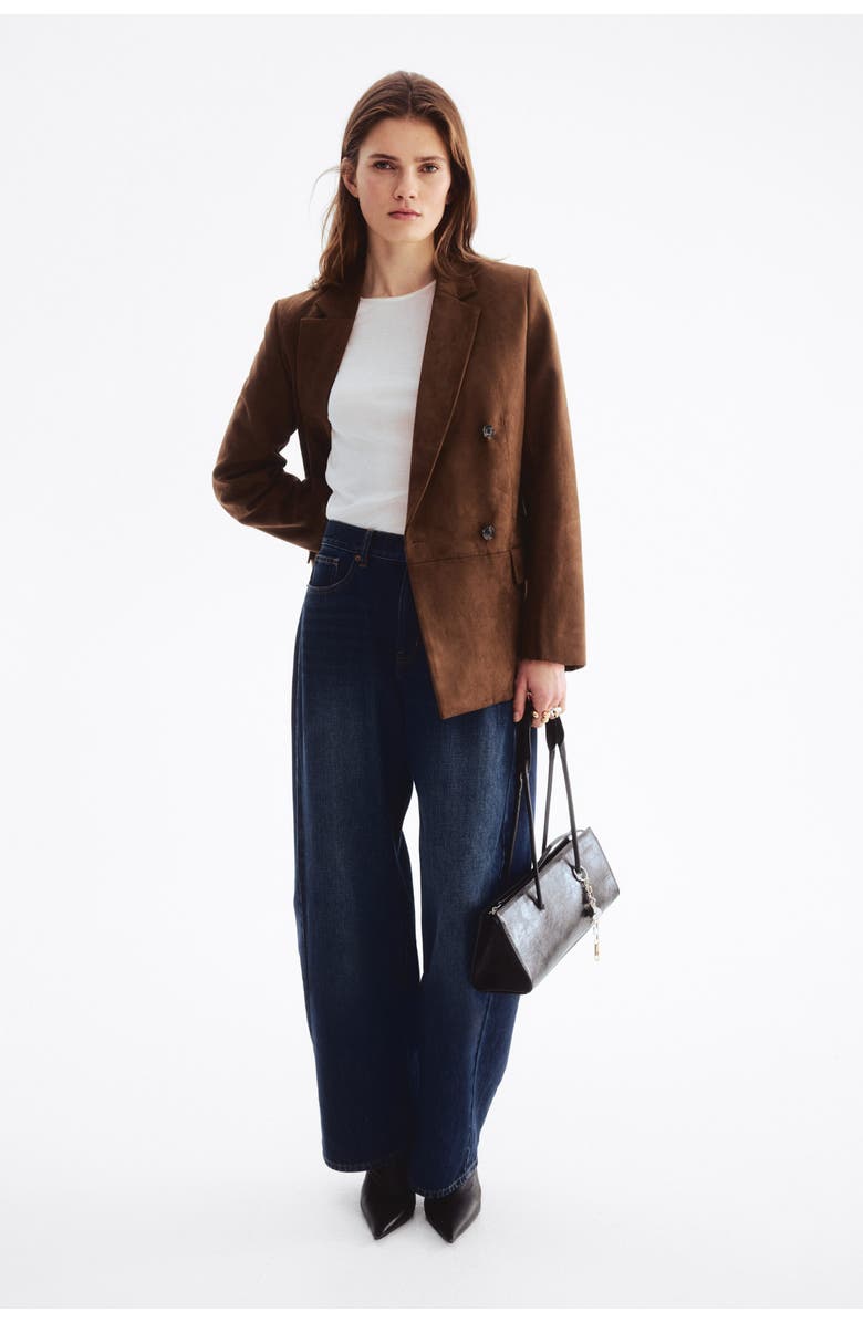 H&M Double-breasted Blazer, Main, color, Brown