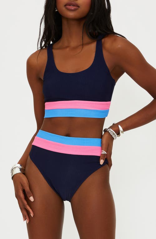 Beach Riot Heidi Colorblock High Waist Bikini Bottoms In Multi