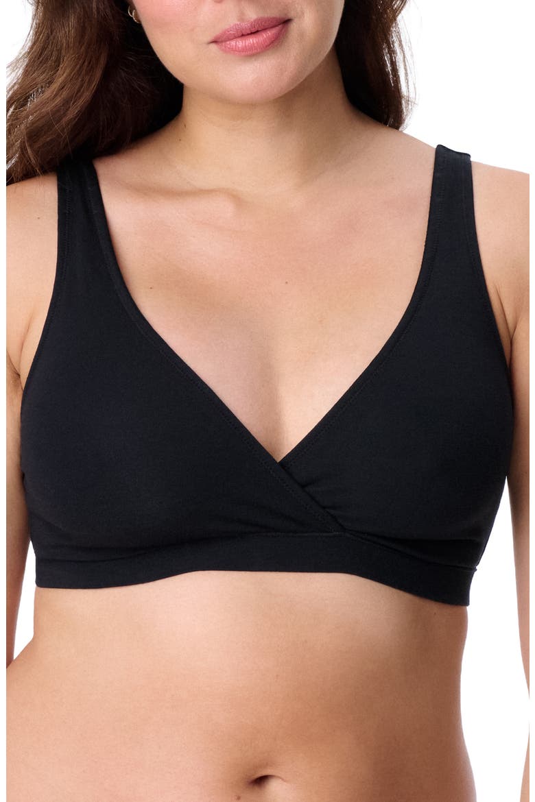 Motherhood Women's Maternity Cotton Wrap Front Nursing Sleep Bralette, 2-Pack, Main, color, Black and Oat