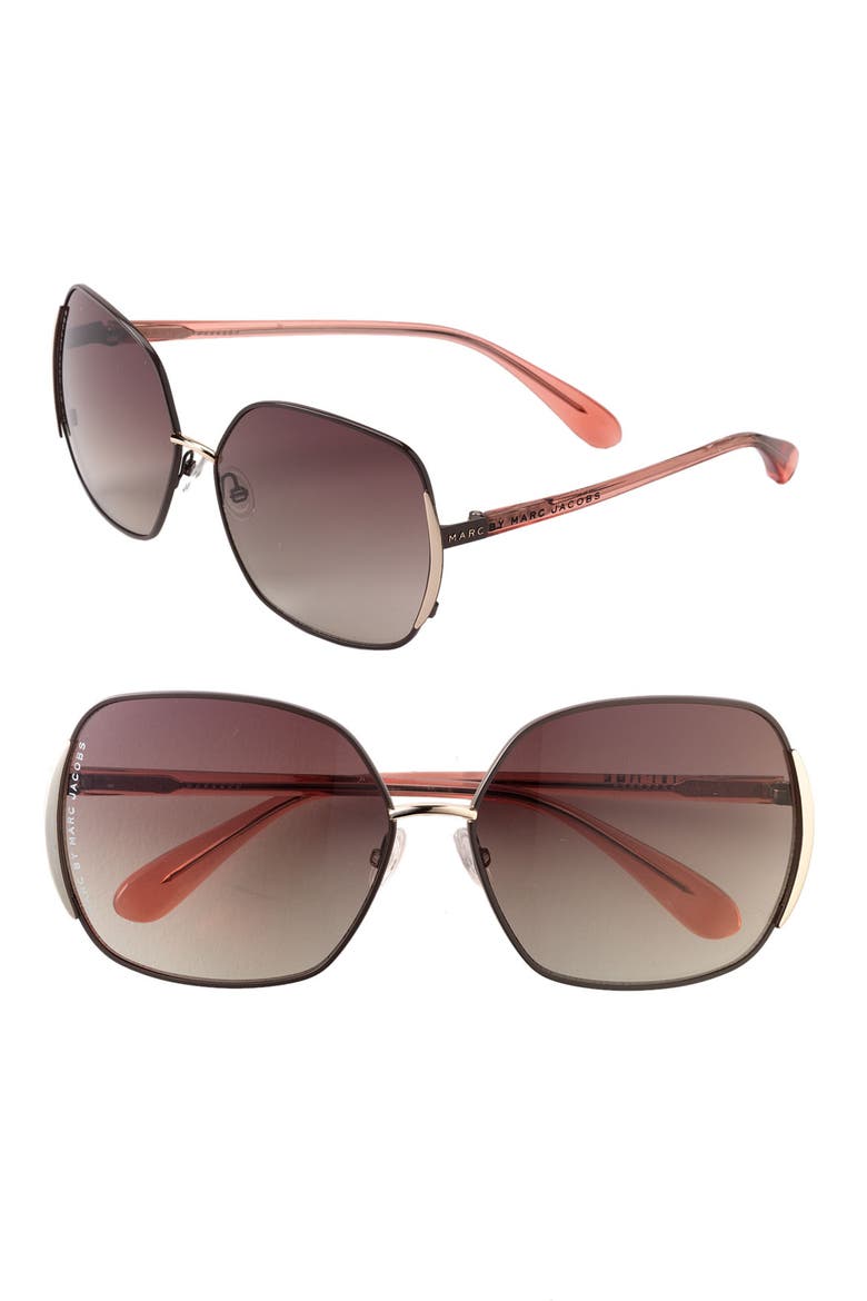 61mm Vintage Inspired Oversized Sunglasses, Main, color, BROWN/ PEACH