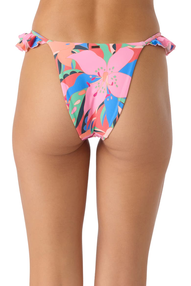Cabana Jalisco Floral Ruffle Bikini Bottoms, Alternate, color, PINK MULTI COLORED