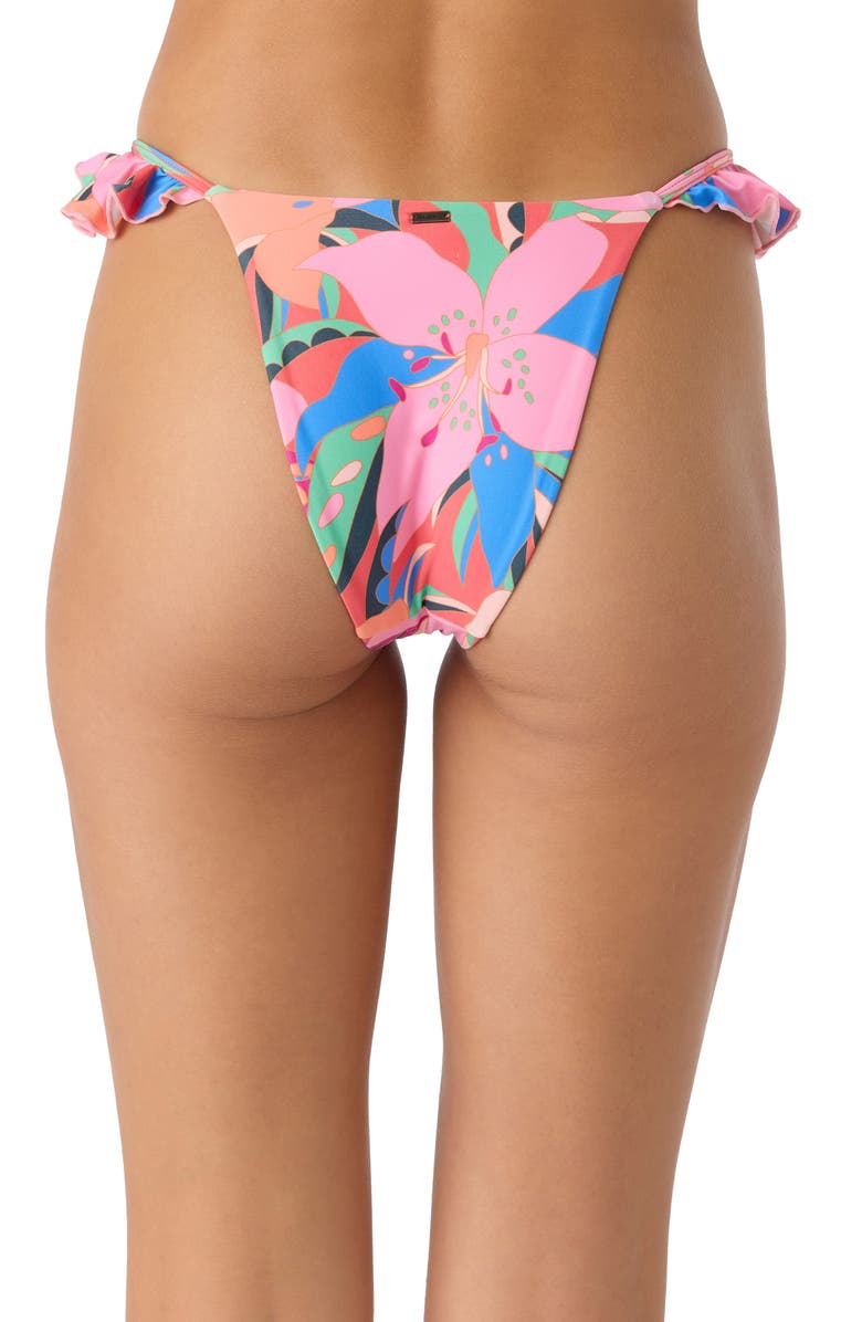 O'Neill Cabana Jalisco Floral Ruffle Bikini Bottoms, Alternate, color, Pink Multi Colored