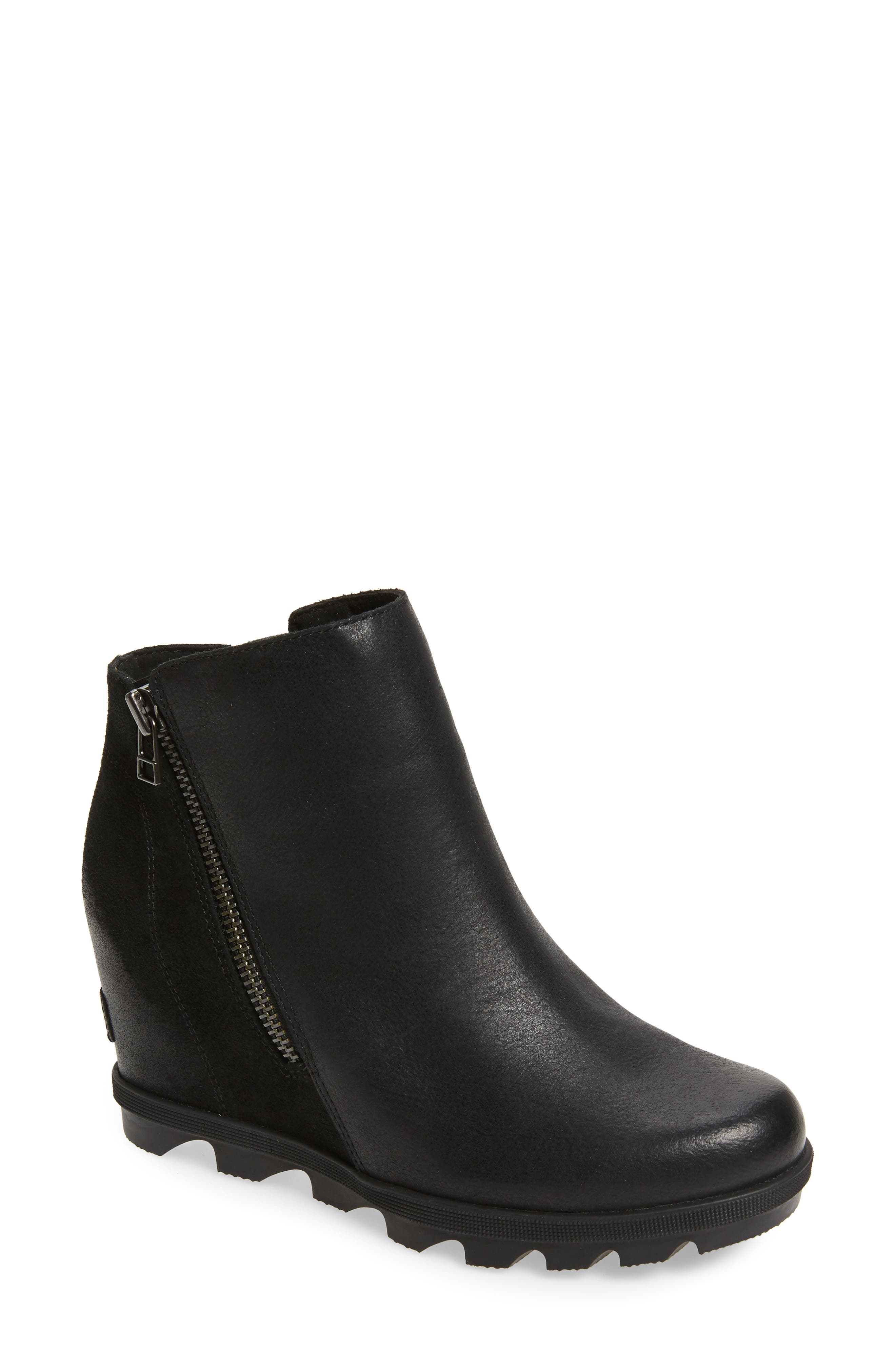 Joan of Arctic II Waterproof Wedge Boot, Main, color, BLACK LEATHER/ SUEDE