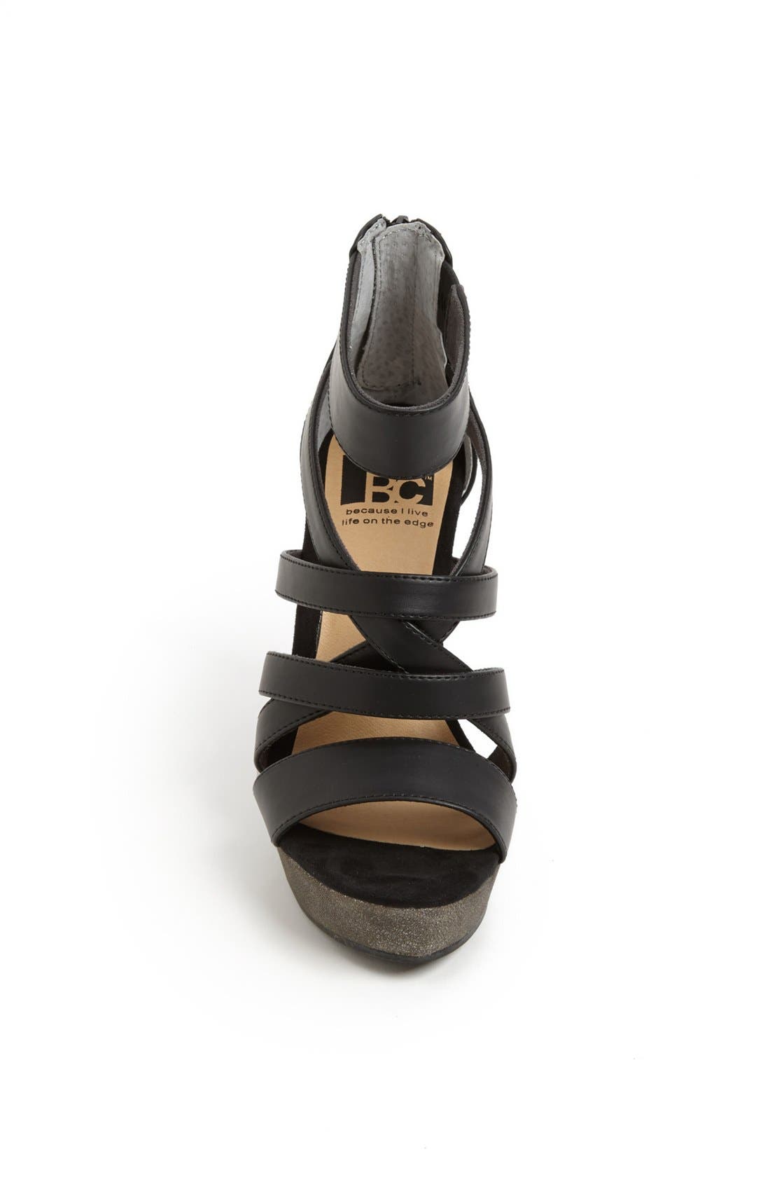 'Tell You What' Wedge Sandal, Alternate, color, BLACK