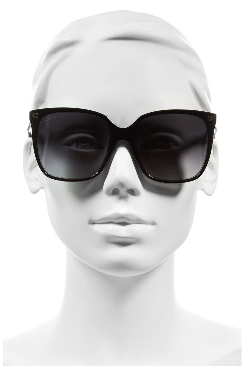 57mm Gradient Square Sunglasses, Alternate, color, BLACK/ GREY