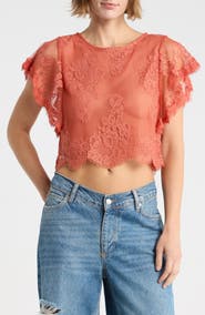 Free People Lunar Ash Lace Crop Top