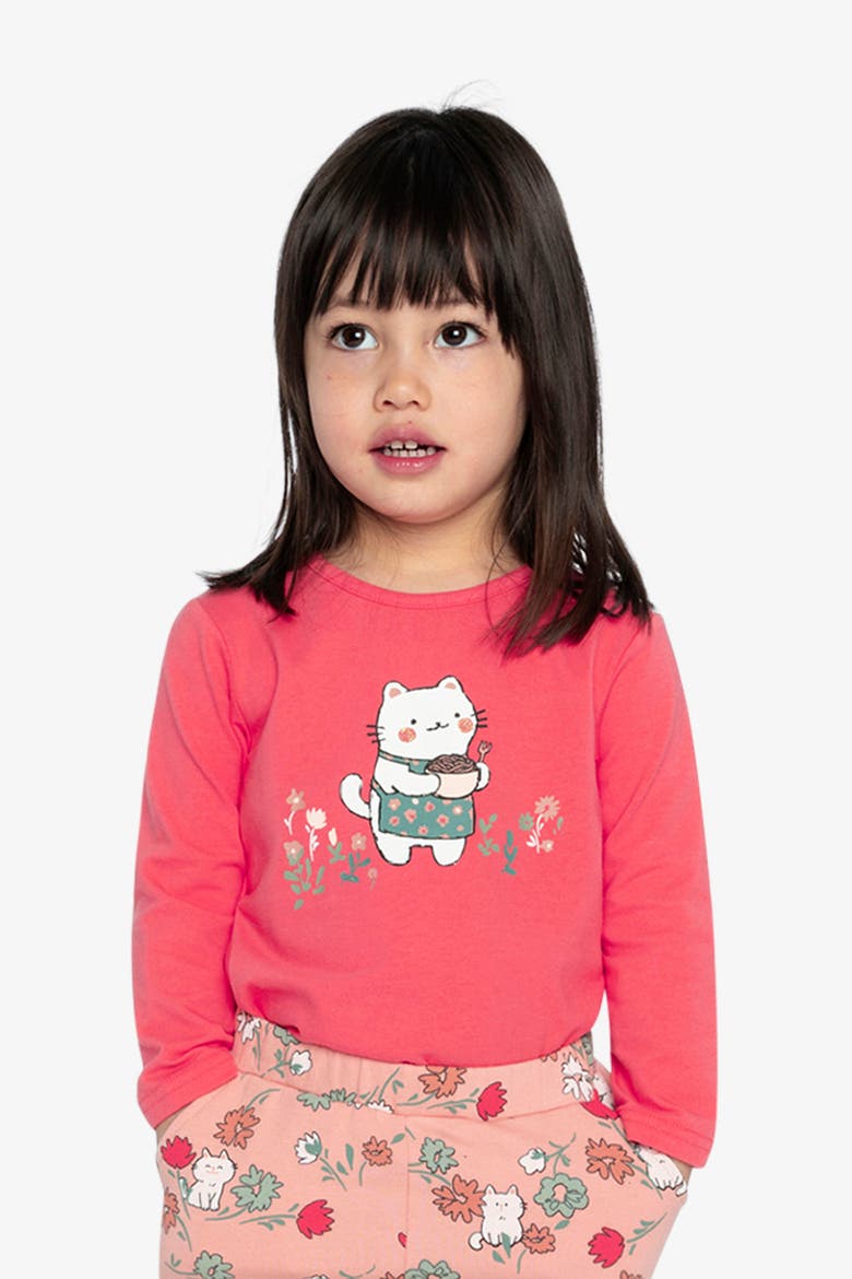 Organic Cotton Cat Noodle Long Sleeve T-Shirt, Alternate, color, Coral Pink