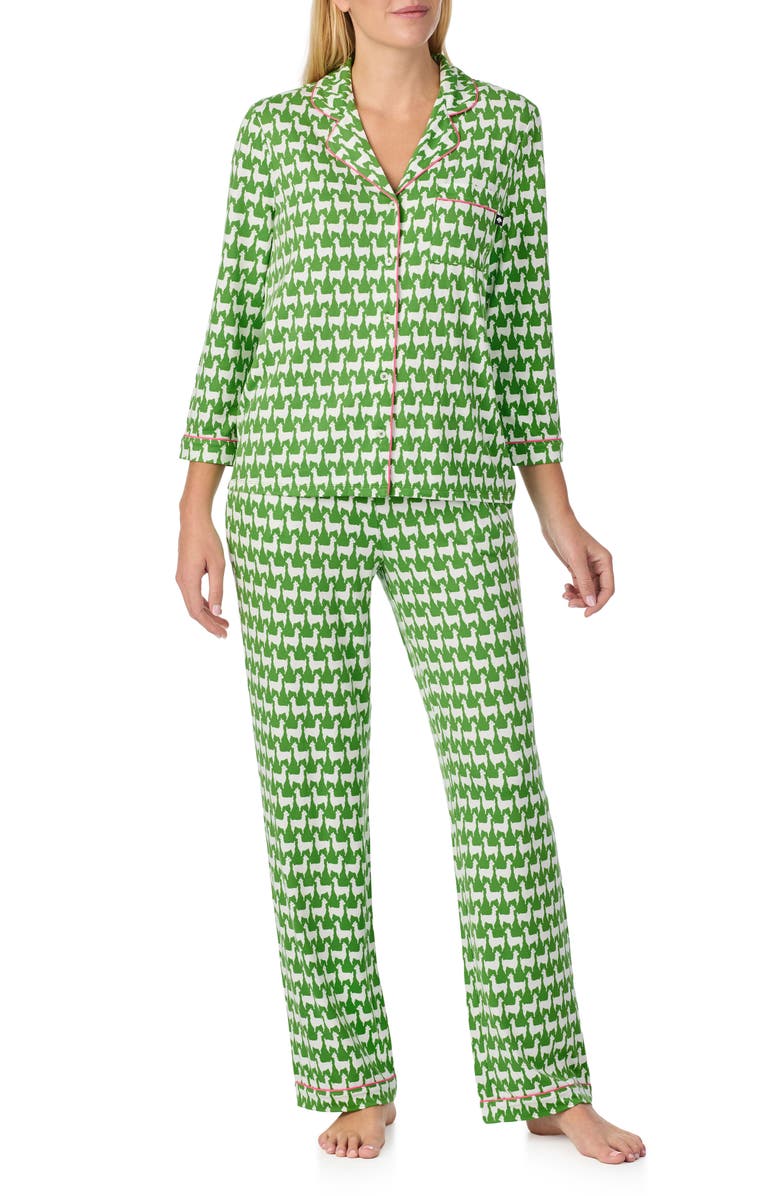 Kate Spade New York print pajamas, Main, color, Green Print