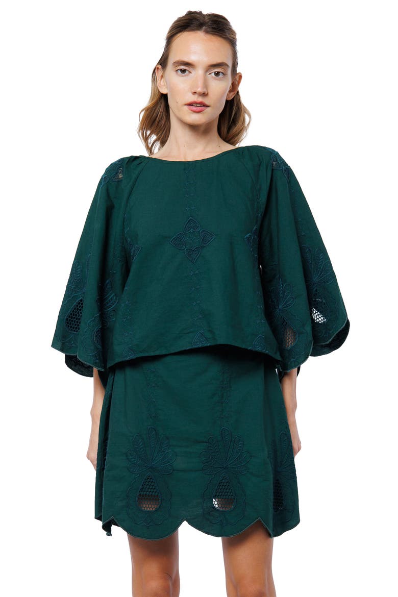 Roxanne Embroidered Cotton Top, Alternate, color, GREEN
