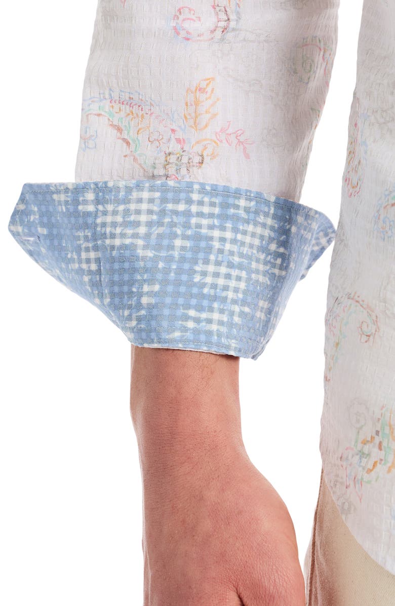 Robert Graham Alibon Paisley Button-Up Shirt, Alternate, color, White Multi