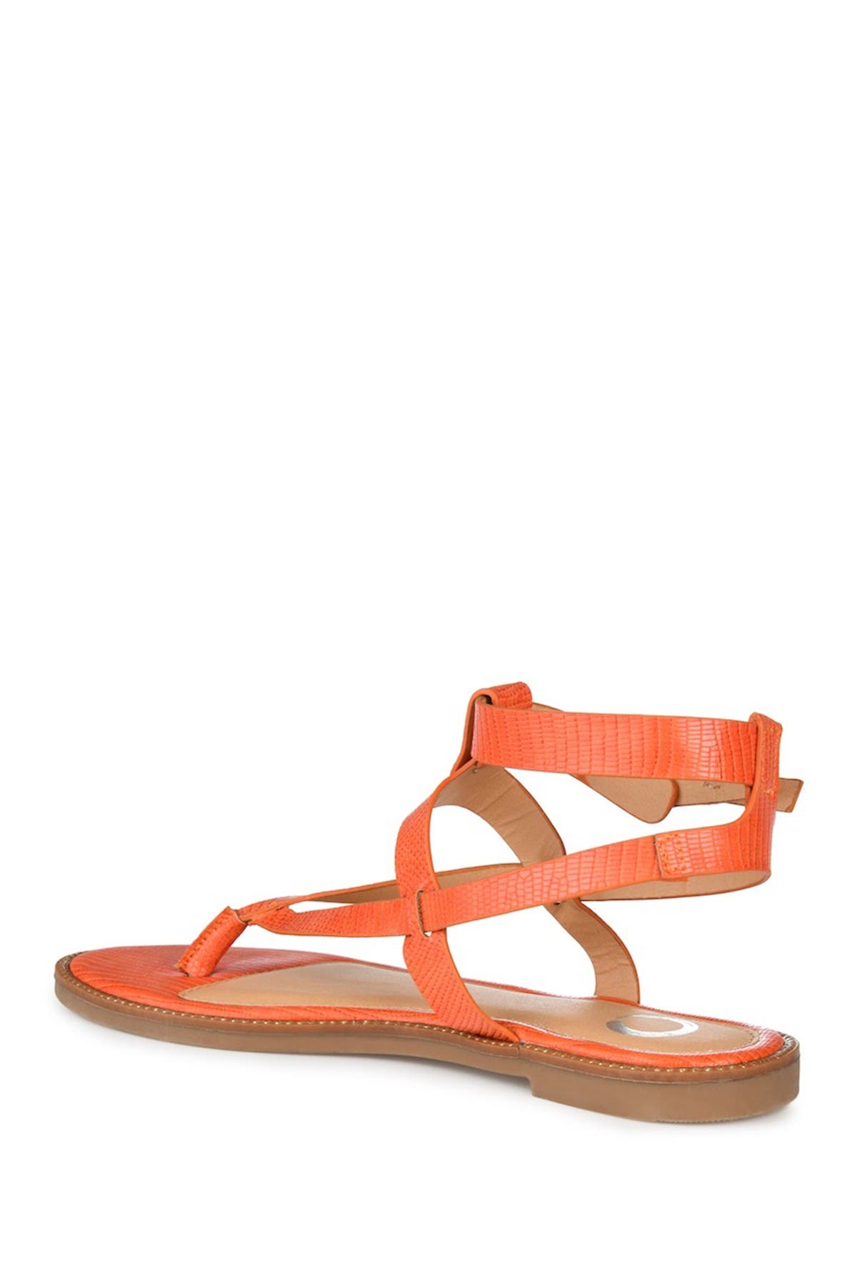 Tangie Snake Embossed Strappy Sandal, Alternate, color, ORANGE