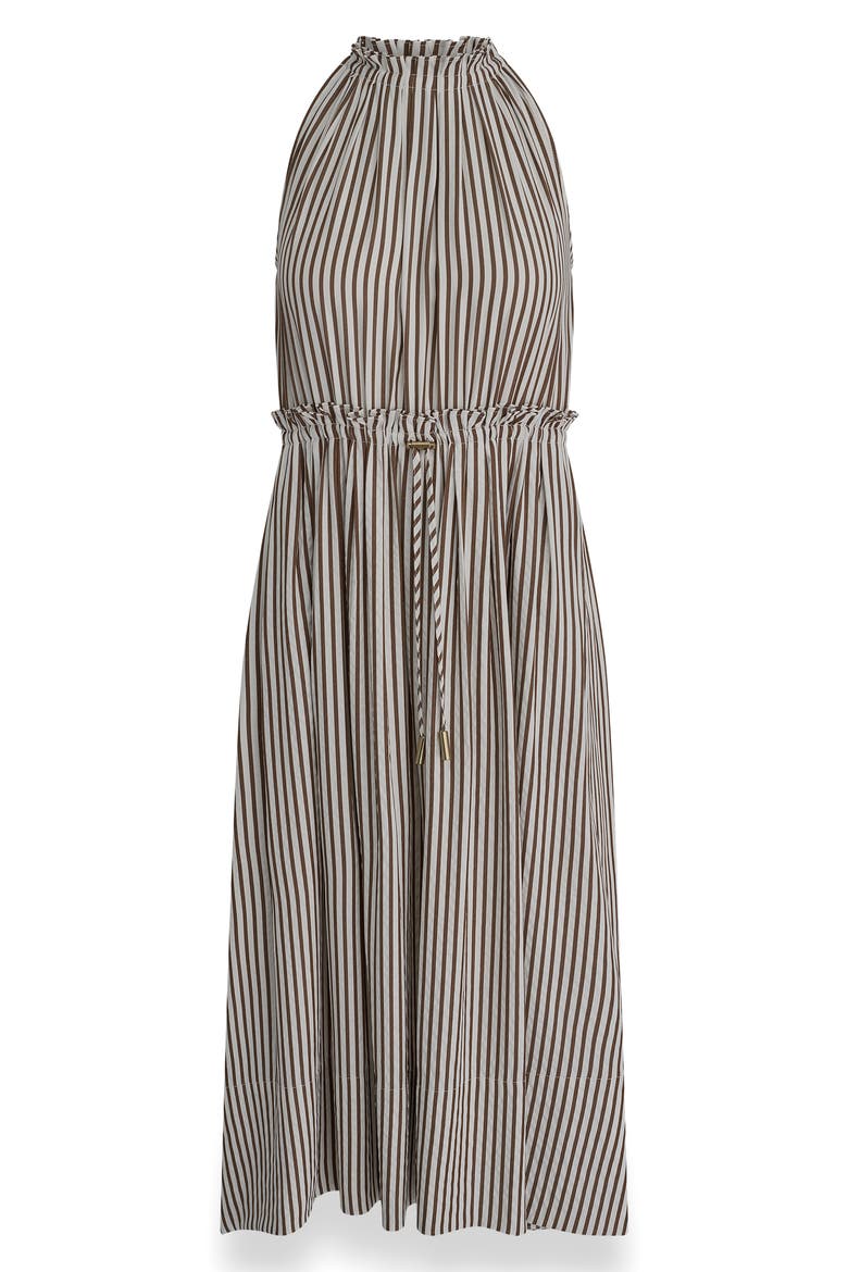 Sleeveless Stripe Midi Dress, Alternate, color, CREAM/ RUSS