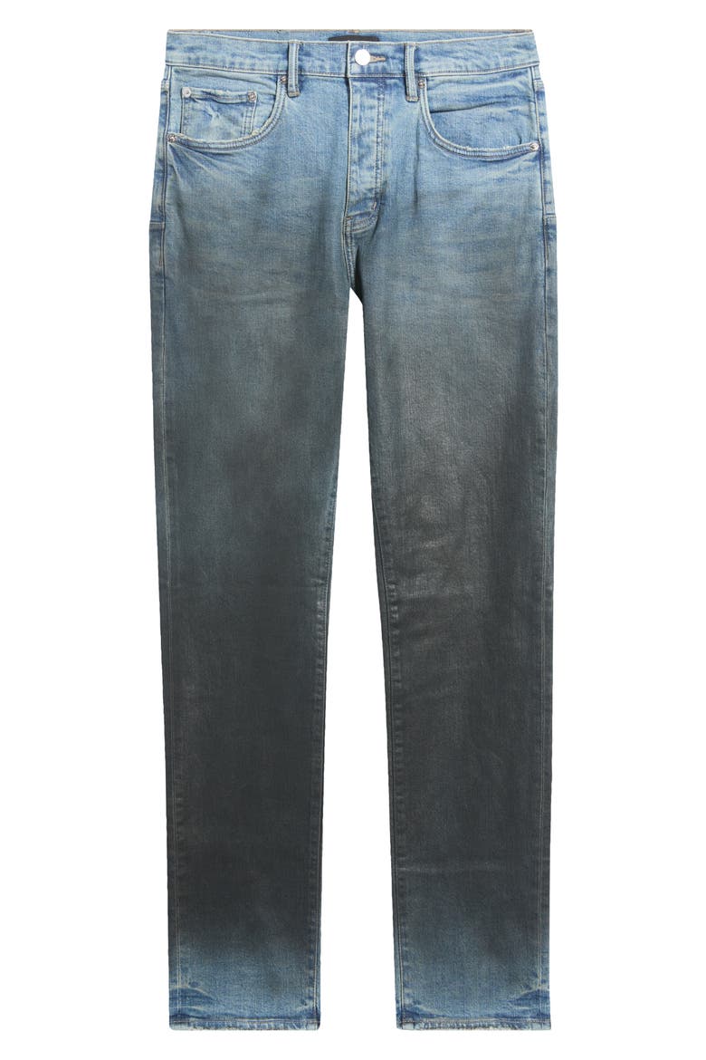 Coated Gradient Skinny Jeans, Alternate, color, MID INDIGO