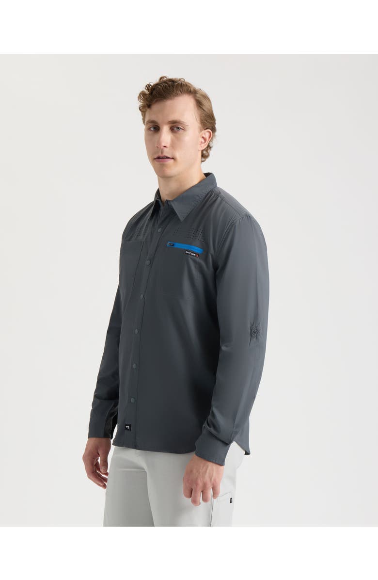 Salt Life Jigging SLX Performance Long Sleeve Shirt, Alternate, color, Charcoal