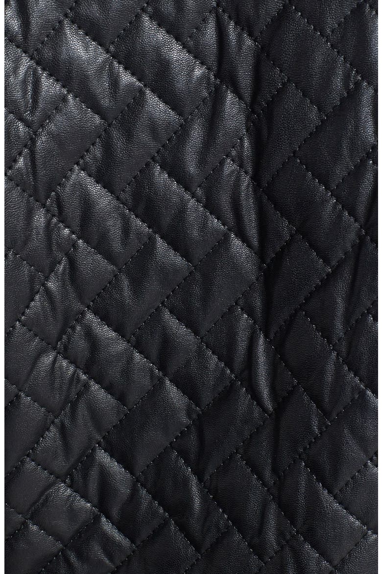 Quilted Faux Leather Jacket, Alternate, color, BLACK