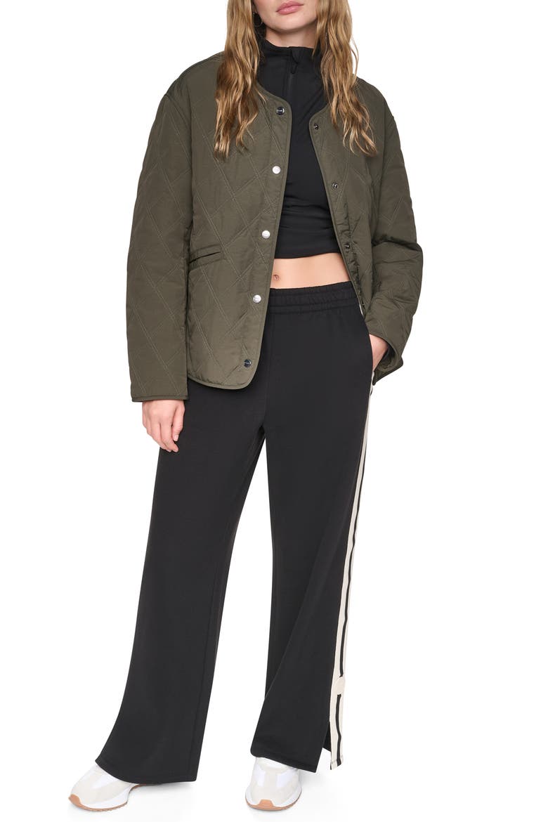 Quilted Jacket with Hooded Knit Bib, Alternate, color, LODEN