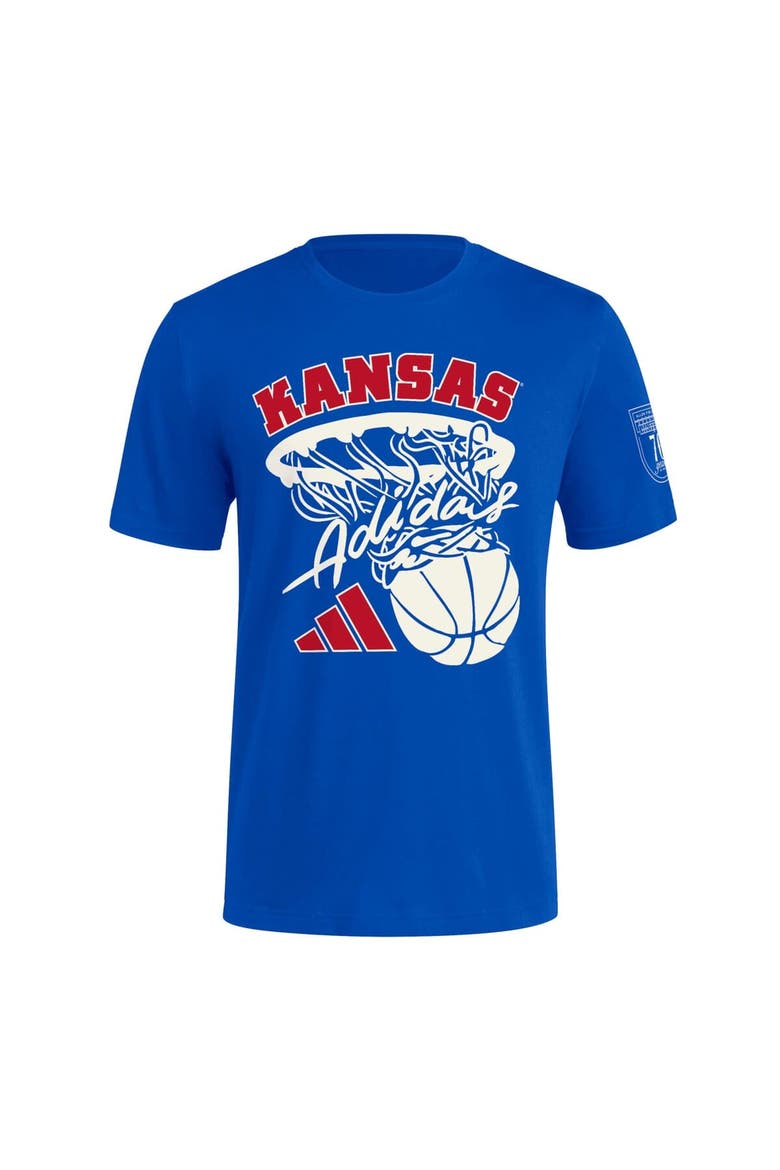 Men's adidas Royal Kansas Jayhawks 70th Anniversary Basketball T-Shirt, Main, color, Royal