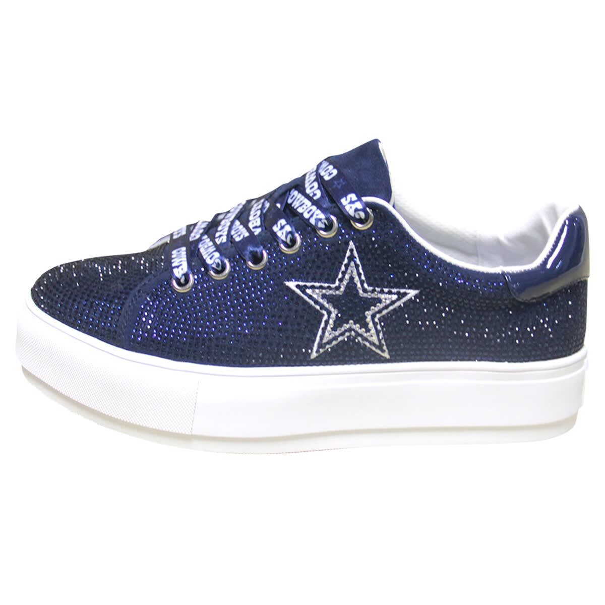 CUCE Women's Cuce Navy Dallas Cowboys Team Color Crystal Sneakers, Alternate, color, 