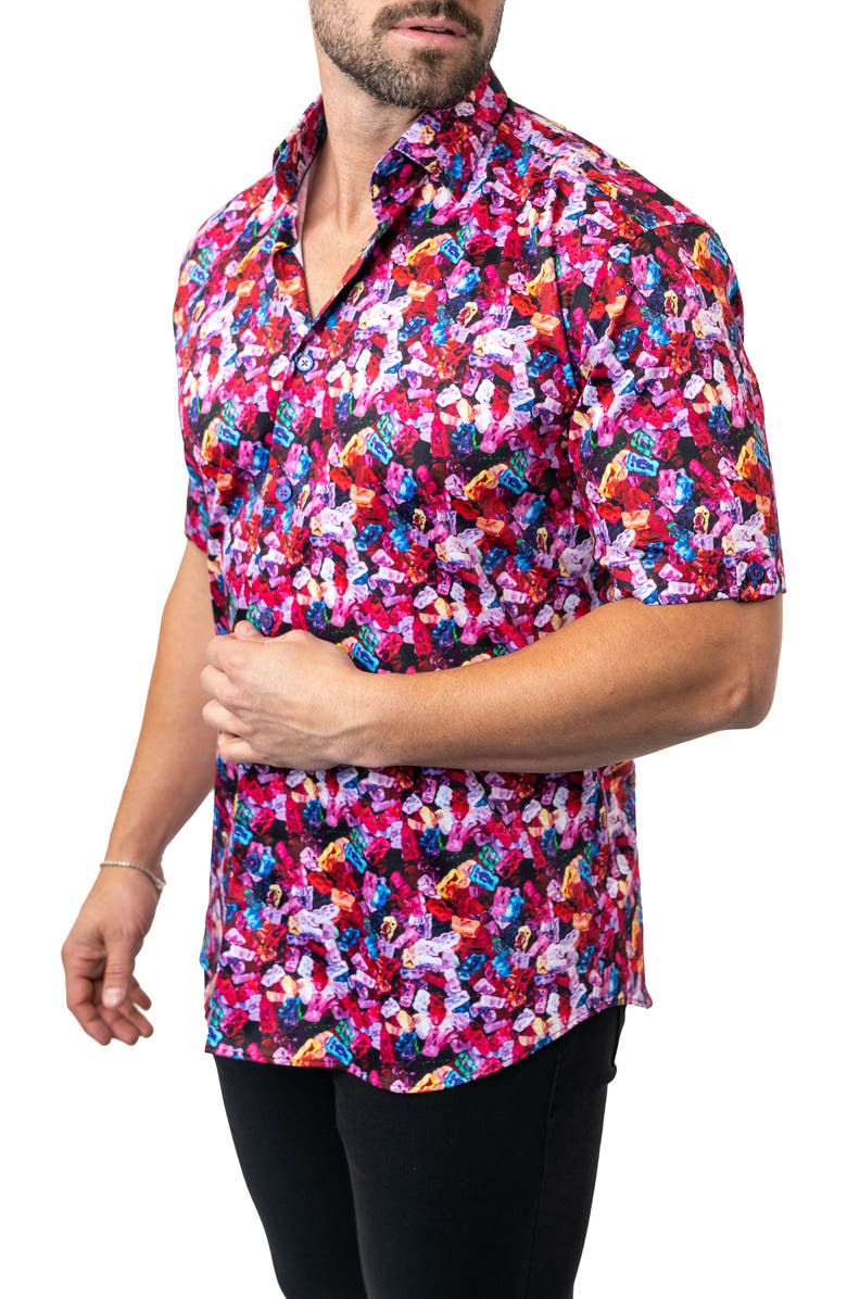 Maceoo Galileo Gummies Short Sleeve Egyptian Cotton Button-Up Shirt, Alternate, color, 