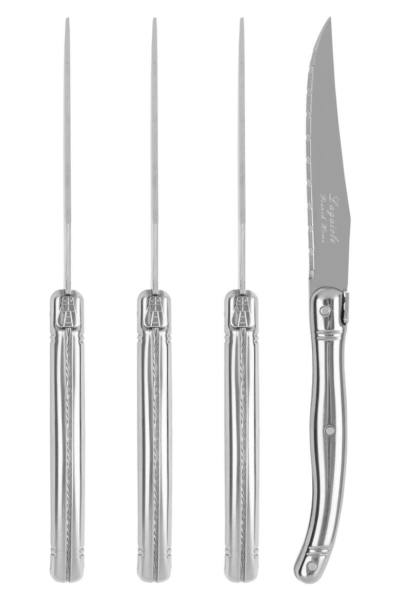 Set of 4 Laguiole Connoisseur Steak Knives, Alternate, color, SILVER/ STAINLESS-STEEL
