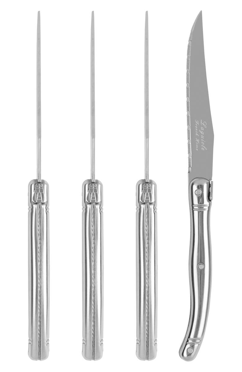 FRENCH HOME Set of 4 Laguiole Connoisseur Steak Knives, Alternate, color, Silver/ Stainless-Steel