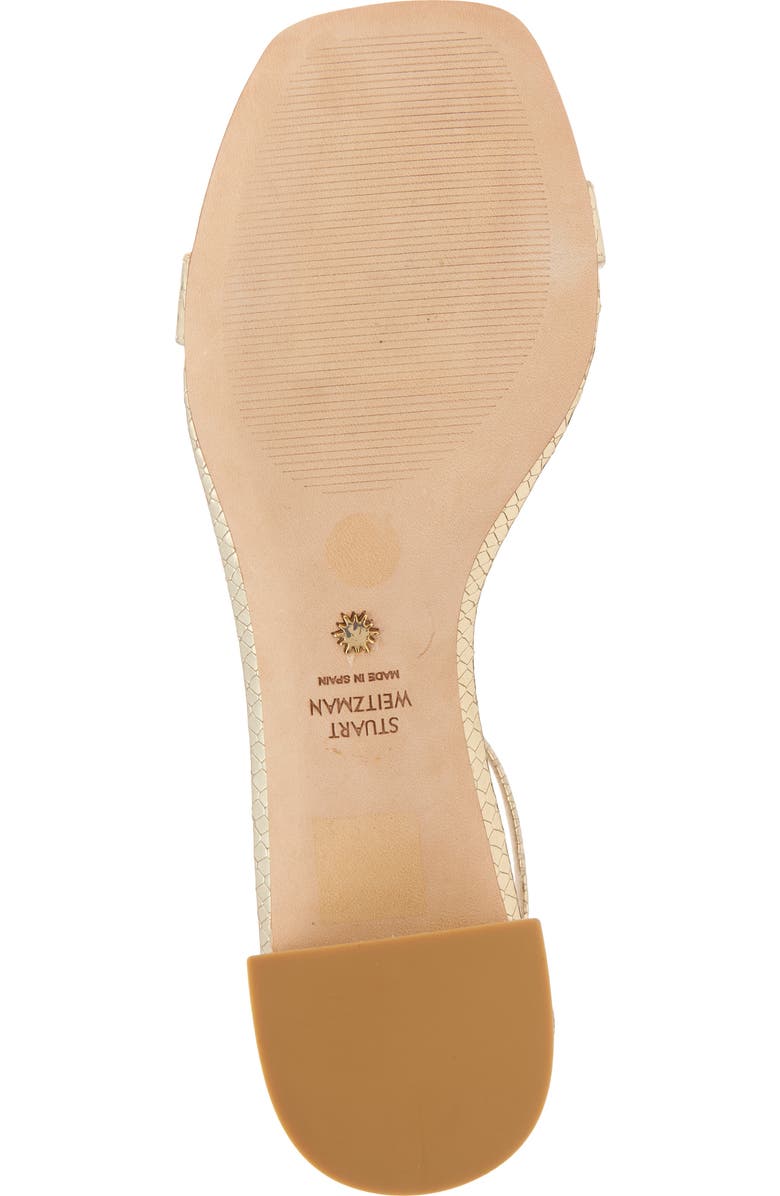 Stuart Weitzman Nudistcurve 35 Snakeskin Embossed Block Heel Sandal, Alternate, color, Platino