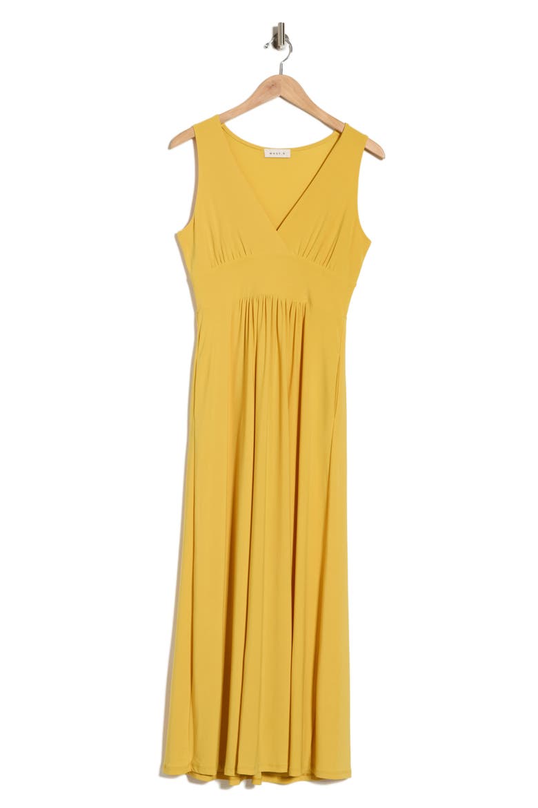 Sleeveless V-Neck Midi Dress, Alternate, color, MUSTARD