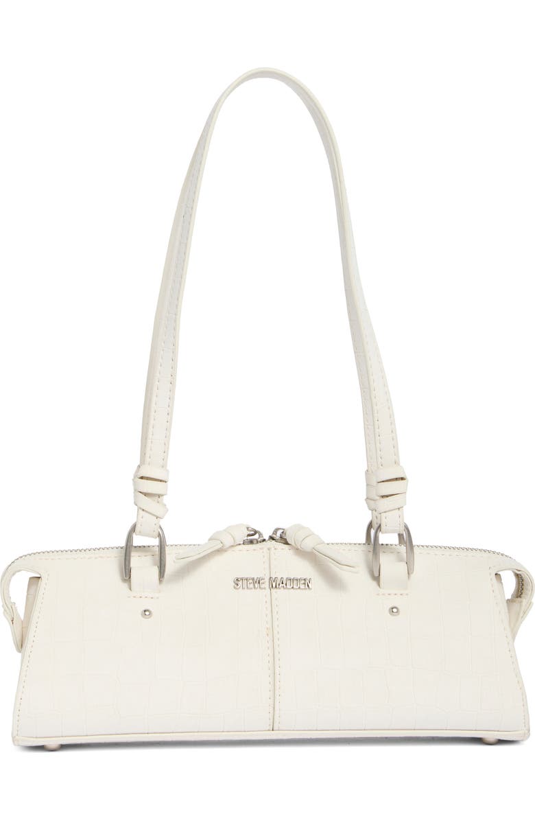 Steve Madden Sybil Croc Embossed Faux Leather Shoulder Bag, Main, color, Ivory