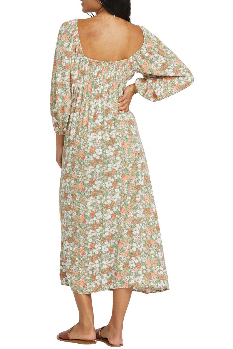 Dream All Day Floral Midi Dress, Alternate, color, AVOCADO