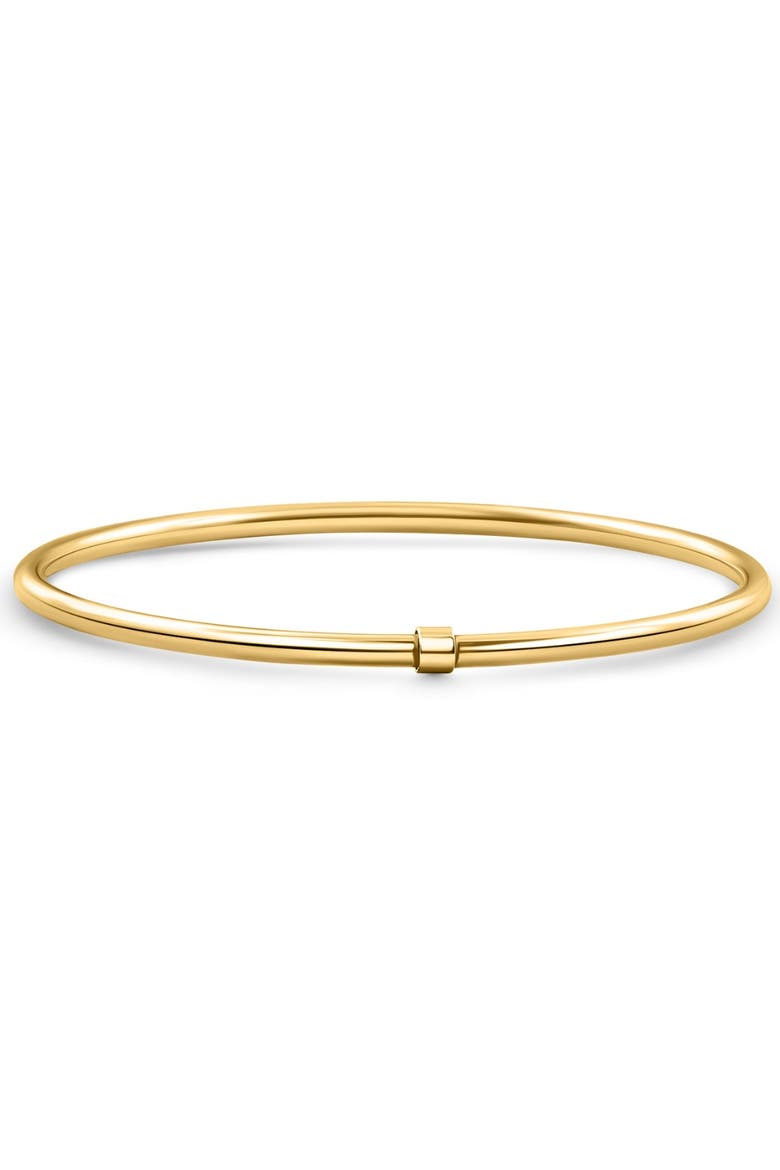 18K Gold Plated Silver Polished 3mm Slip-On Bangle Bracelet Lightweight, Alternate, color, 18k Yellow Gold