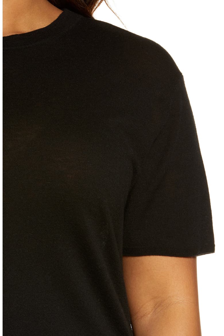 Easy Short Sleeve Wool & Cashmere Blend Sweater, Alternate, color, BLACK