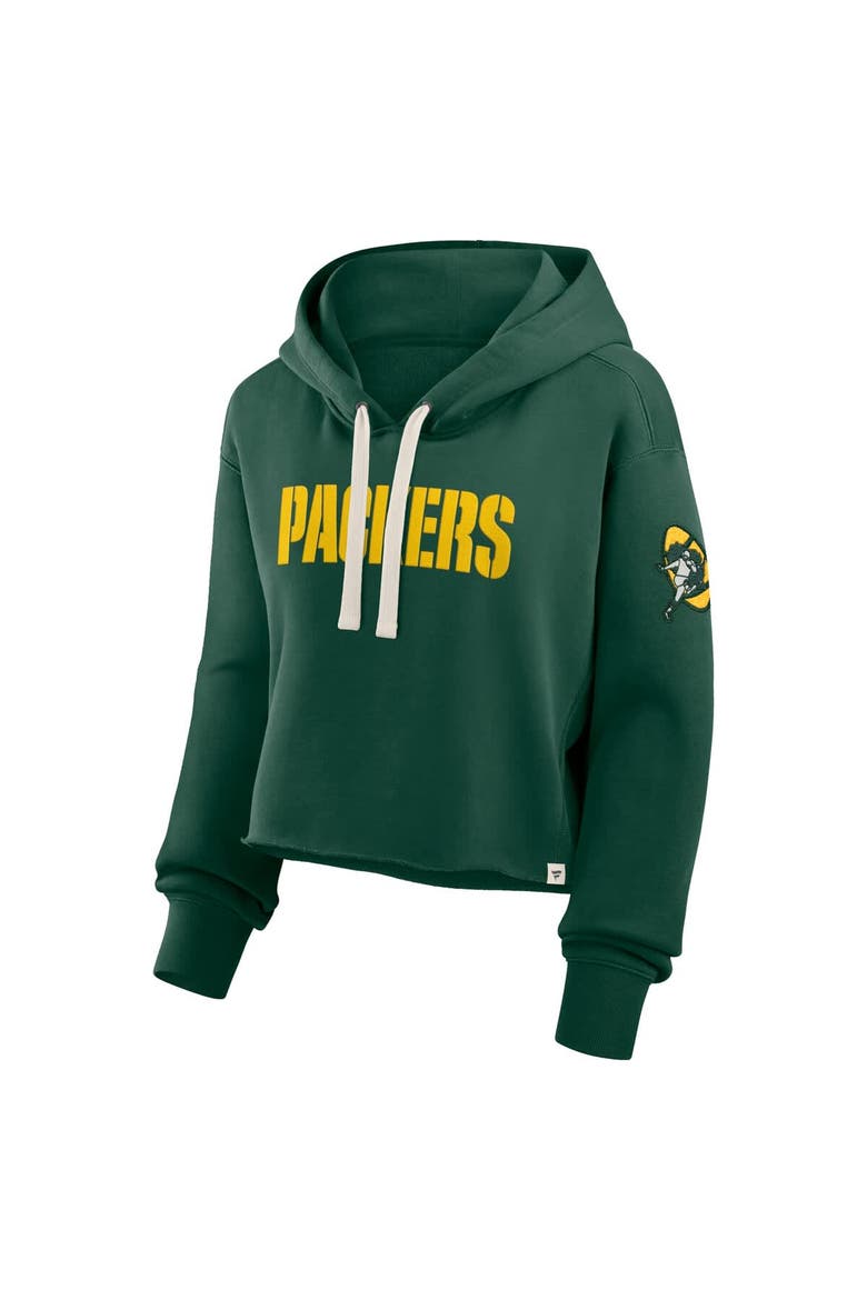 Women's Fanatics Green Green Bay Packers Oversized Hometown Heritage Cropped Hoodie, Alternate, color, Green